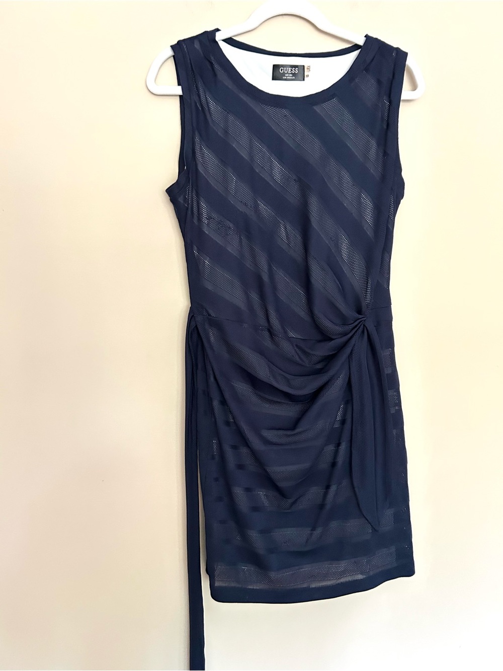 ♦️Guess Navy Blue Sleeveless Knot-Detail Midi Dress